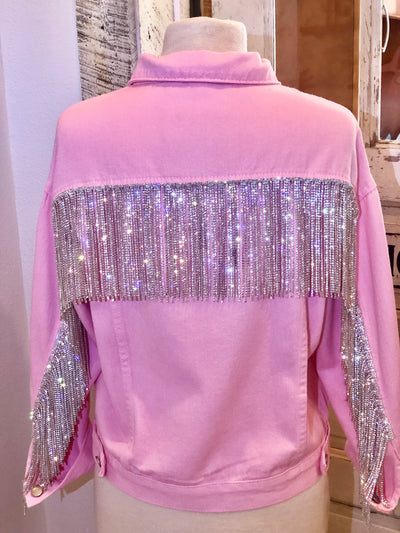 Pink Rhinestone Fringe Jacket